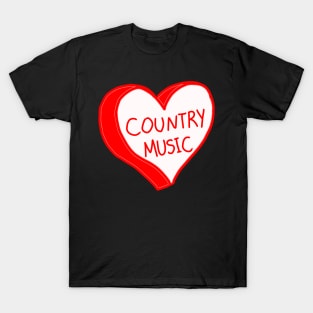 Country Music Red Love Heart T-Shirt